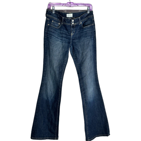 Womens Aeropostale Hailey Flare Leg Jeans Style Dark Denim Rince Jeans 7 Long - Picture 1 of 4